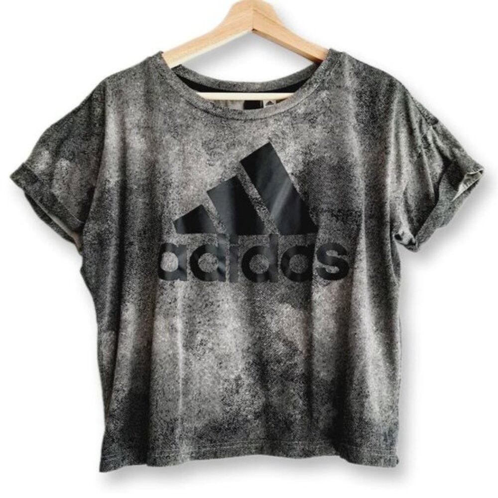 ADIDAS Essentials Athletic Crop Top Crewneck Large Logo Sz M